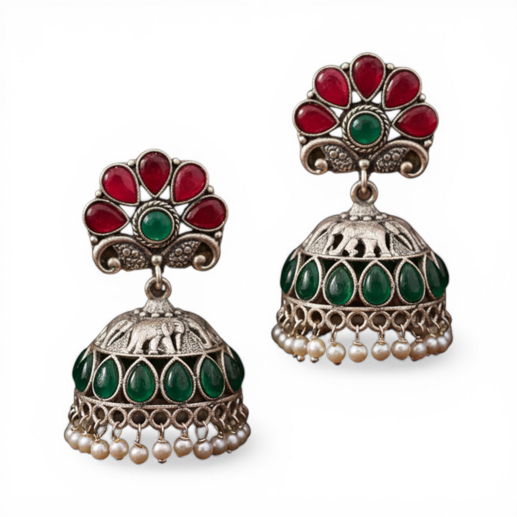 Oxidised Silver Jhumka