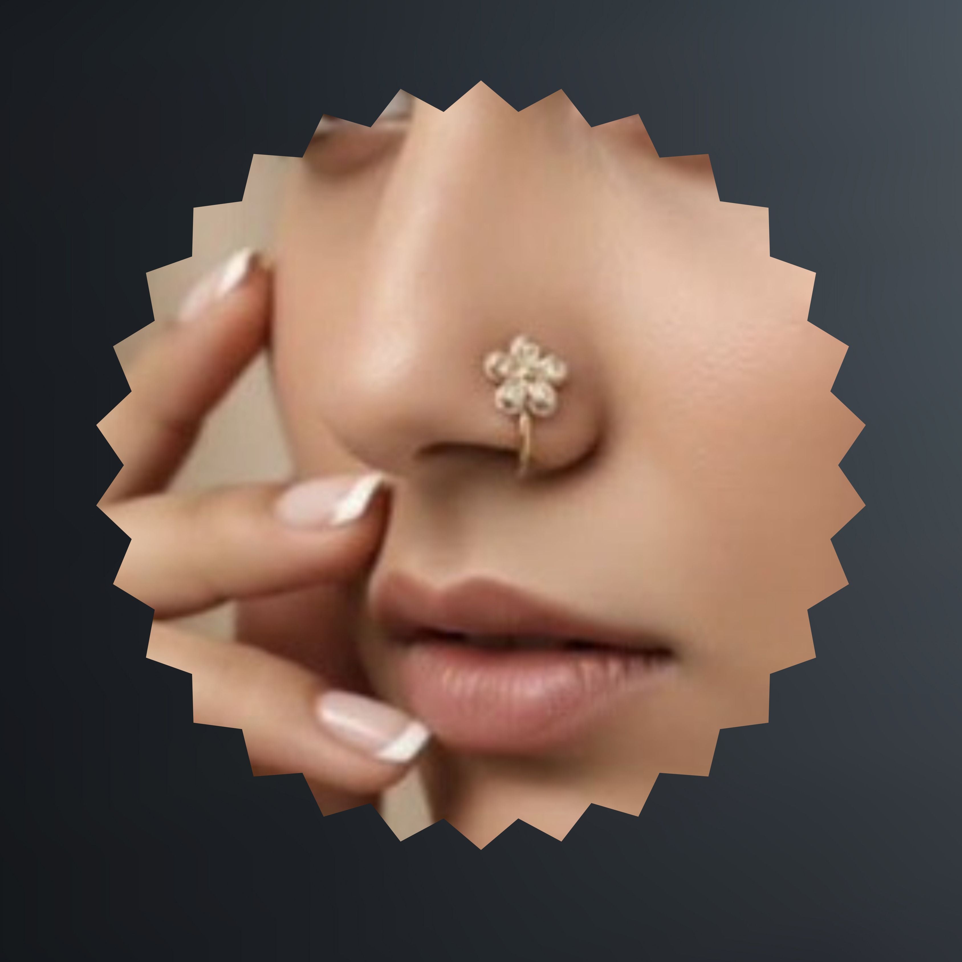 Gold Floral Cluster Nose Pin with Pearl Beads