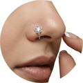 Silver Open Flower Nose Pin with CZ Centre Stone